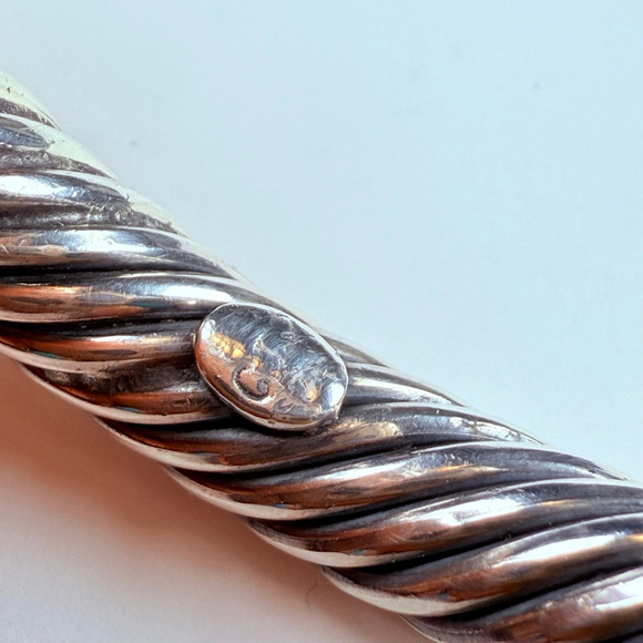 14K Gold Renaissance Ruby & Spinel Cable Cuff Sterling Silver 925 Bracelet - Picture 6 of 11